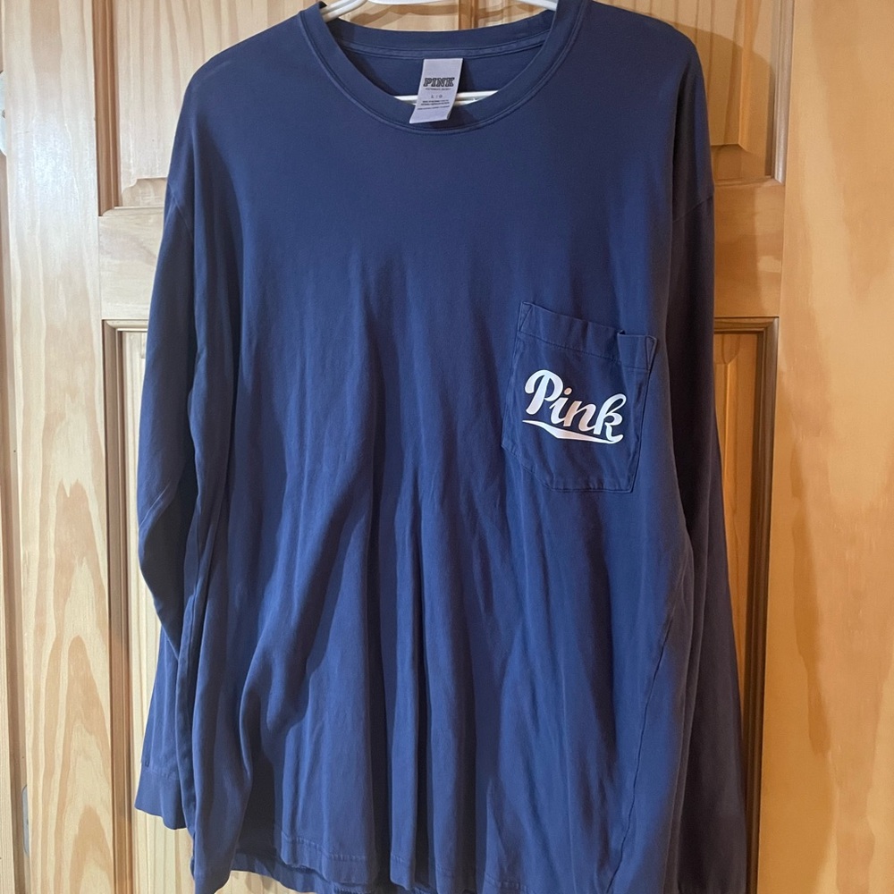 PINK Victoria's Secret Blue Crew Neck Top
